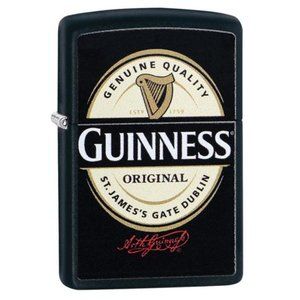 Zippo Collectible - Guinness Logo - Black Matte -  (Empty NO FUEL)